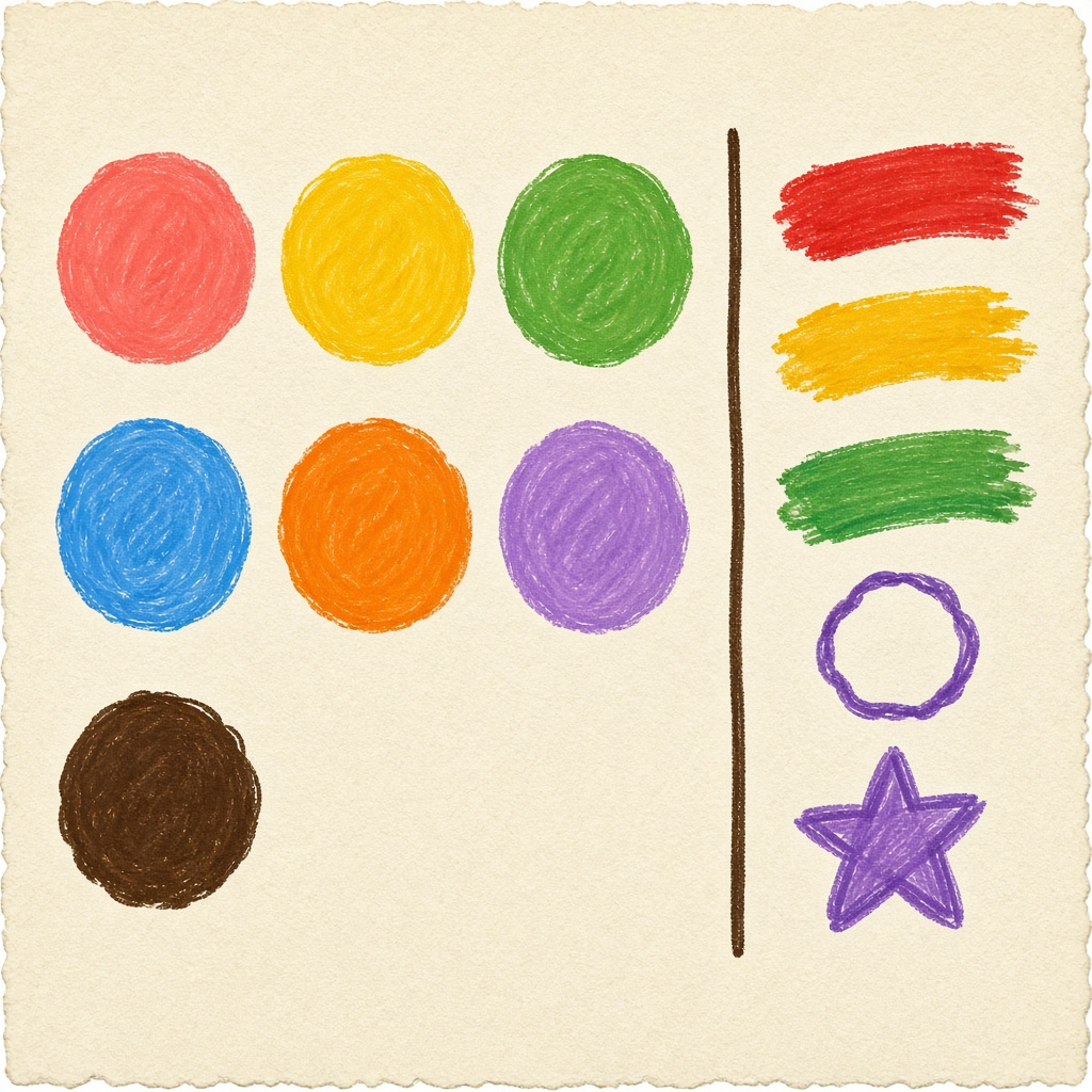 Palette color blobs and wobbly stroke samples